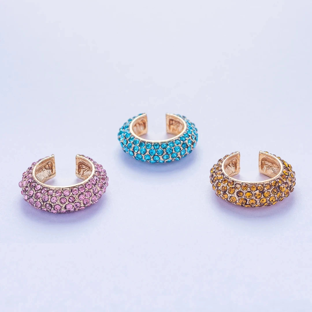 Boho Crystal Ear Cuff Brincos C Shape Colorful No Pierced Statement Earring for Women Charm Clip Wedding Jewelry  2019