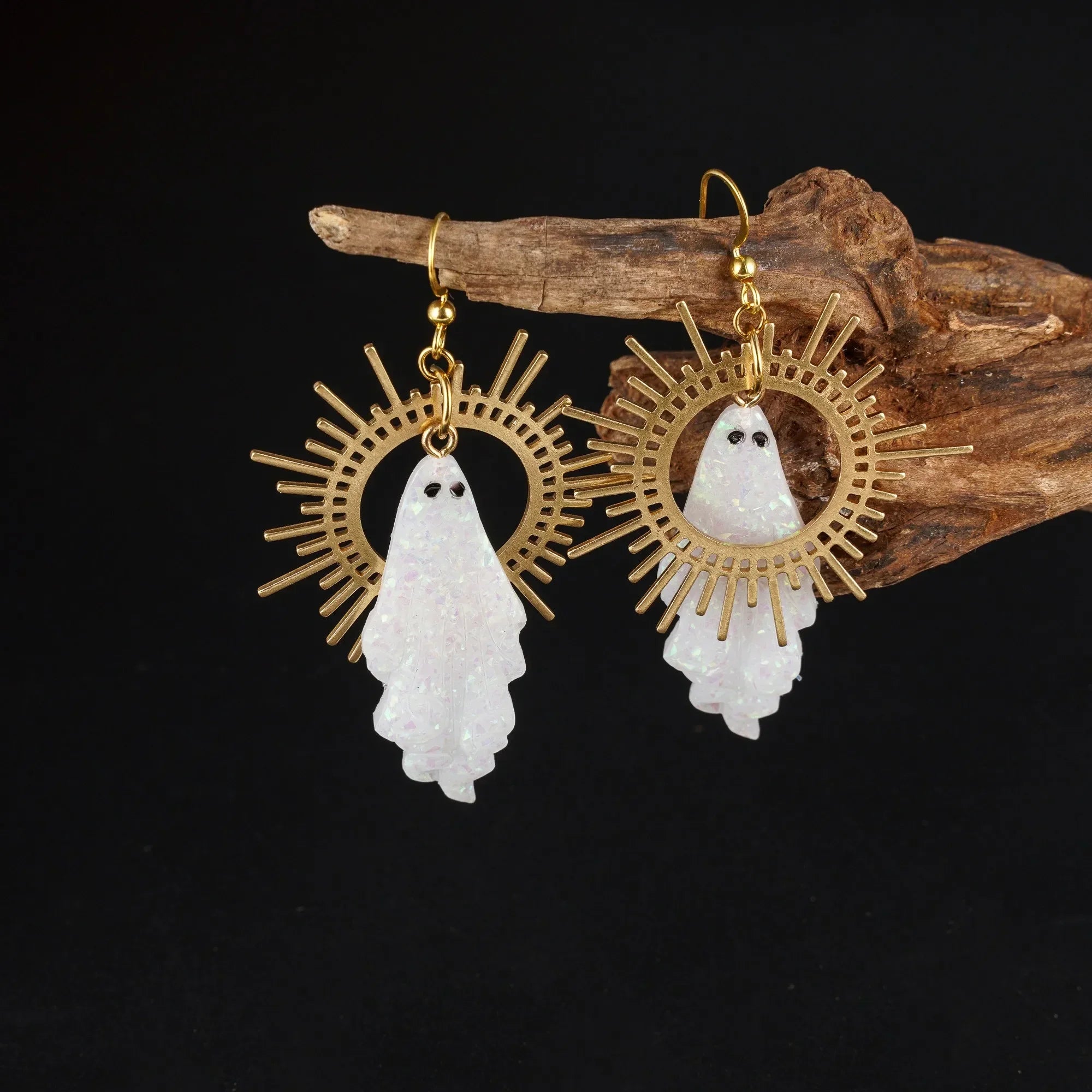 Goth Sun Ghost Star Ghost Earrings Halloween Handmade Earrings Resin Gothic Punk Style Horror Woman Witches Jewelry Dangle Gift - Charlie Dolly