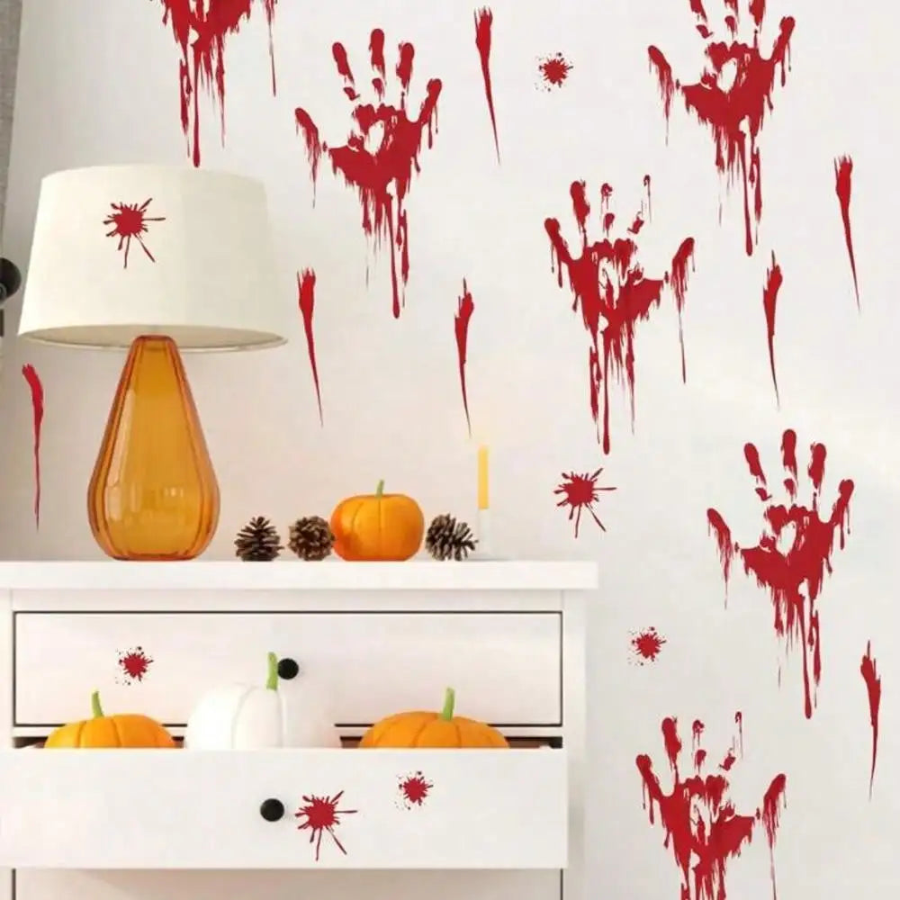 Halloween Sticker PVC Wall Stickers Haunted House Decoration Blood Handprint Halloween Party Decoration Window Stickers - Charlie Dolly