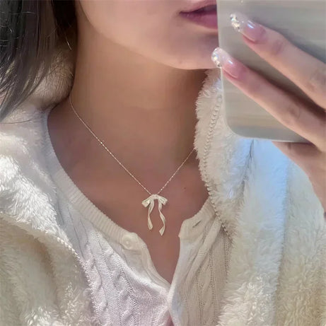 Bowknot Pendant Boho Elegant Clavicle Chain Necklace