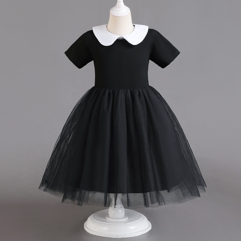 Wednesday Adams Costume Girl Carnival Party Movie Cosplay Dress Wednesday Easter Halloween Costume for Kids 3-12 Years - Charlie Dolly