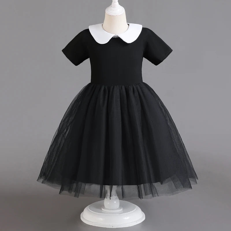 Wednesday Adams Costume Girl Carnival Party Movie Cosplay Dress Wednesday Easter Halloween Costume for Kids 3-12 Years - Charlie Dolly