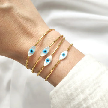 CCGOOD 1pcs Evil Eye Miyuki Seed Bead Bracelet Adjustable Rope Minimalist Jewelry Womens Spiritual Protection Gift Everyday Wear