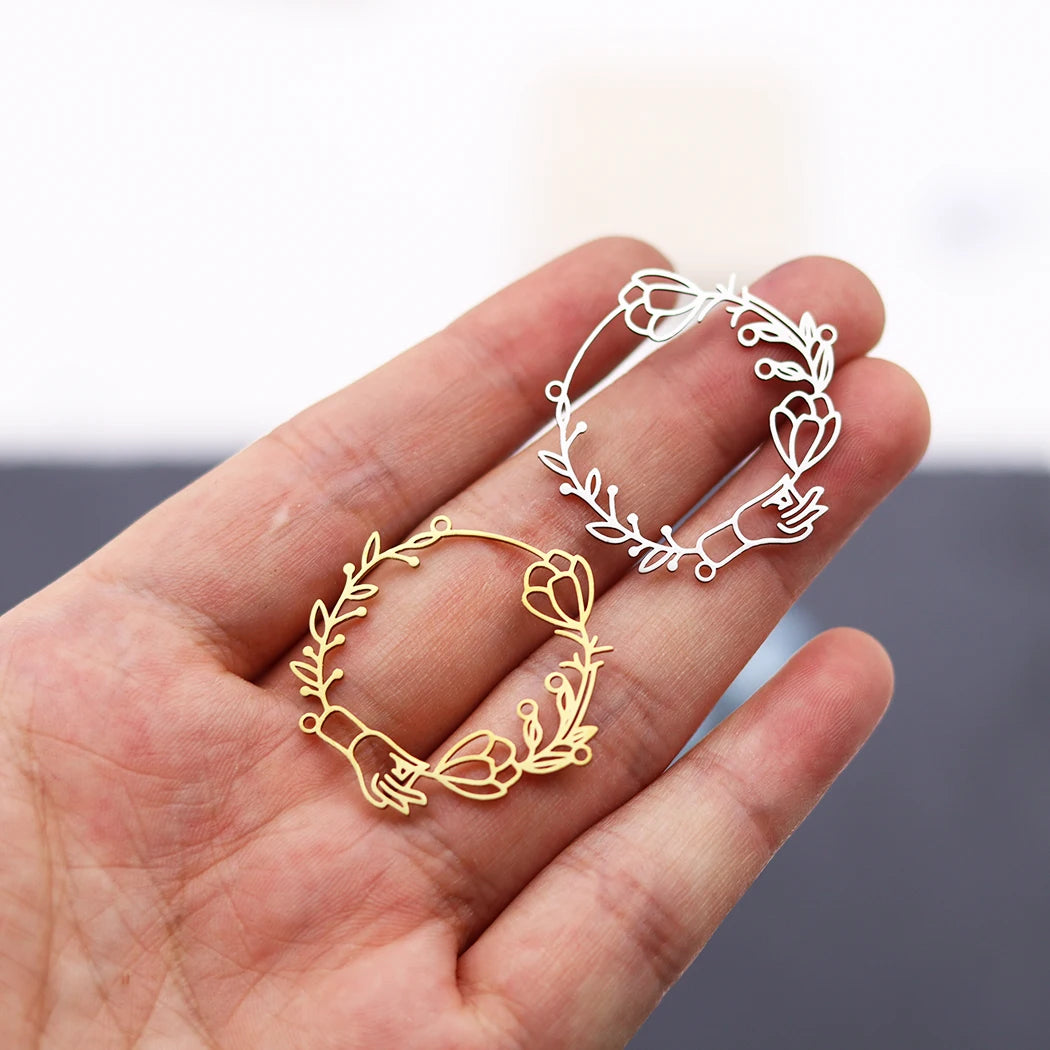 3pcs DIY Earrings Lotus Flower Yogo Buddha Stainless Steel Pendant Moon Charm For Jewelry Making Necklace Amulet Accessories