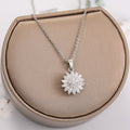 Fashion Exquisite Rotatable Sunflower Pendant Necklace Personality Shiny Zircon Rotating Anxiety Titanium Steel Necklace Jewelry - Charlie Dolly