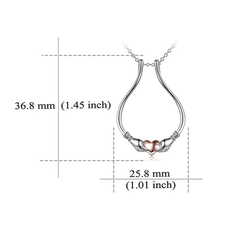 R3MC Hug Hand Heart Ring Holder Necklace Pendant Jewelry for Women Girlfriend Ring Keeper for Nurse Worker Anniversary - Charlie Dolly