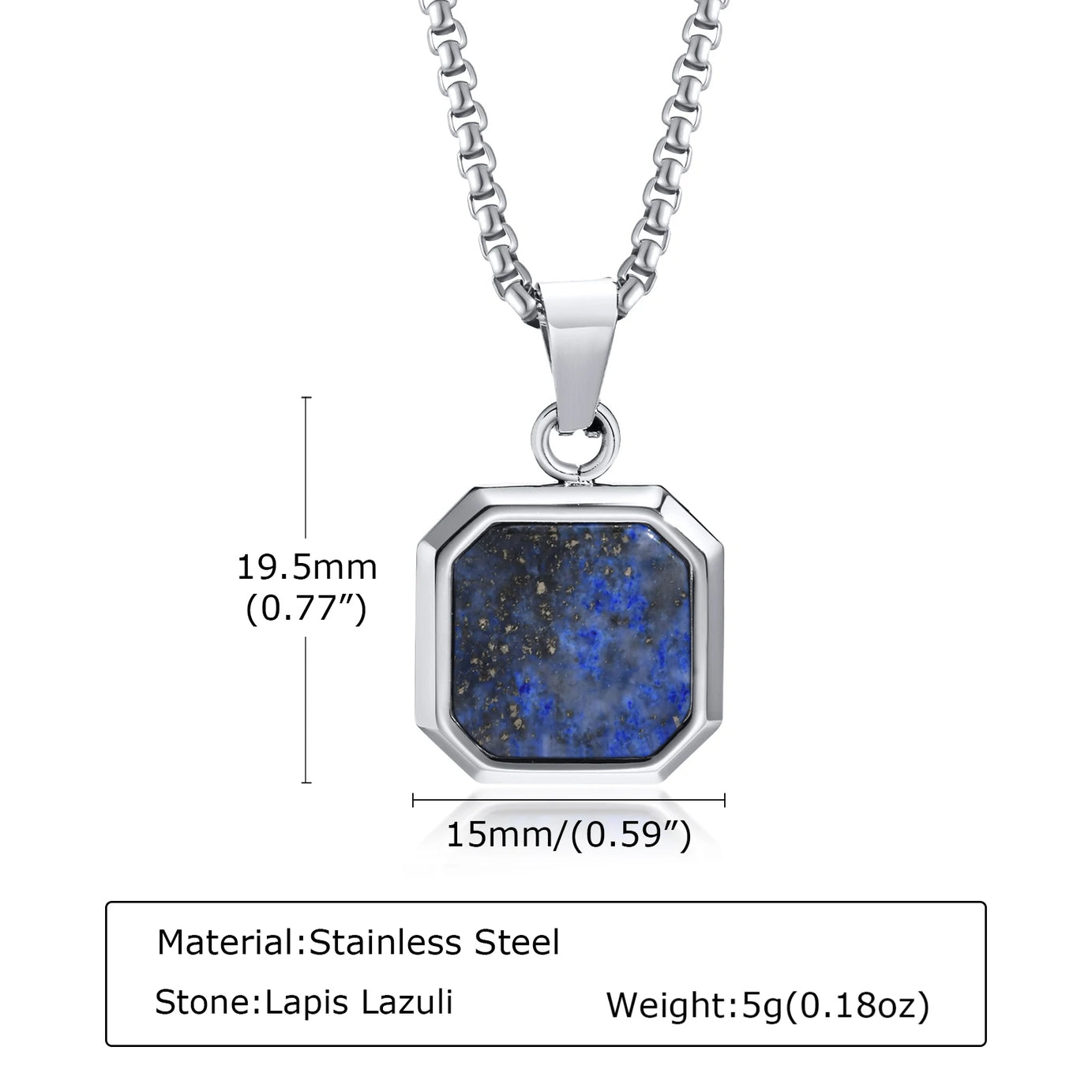 Natural Stone and Stainless Steel Hip Hop Pendant Necklace for Men