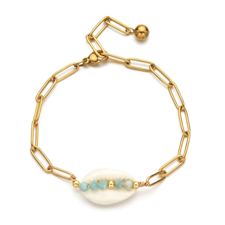 Boho Chain Shell Charm Bracelet