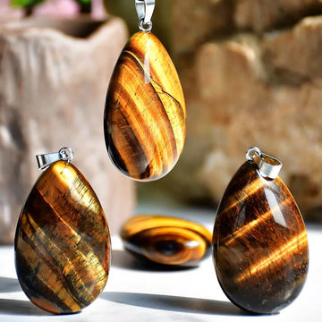 Natural Tiger Eye Stone Teardrop Pendants For Women Necklace DIY Amethyst Rose Quartz Crystal Pendant Boho Jewelry Gift for Her