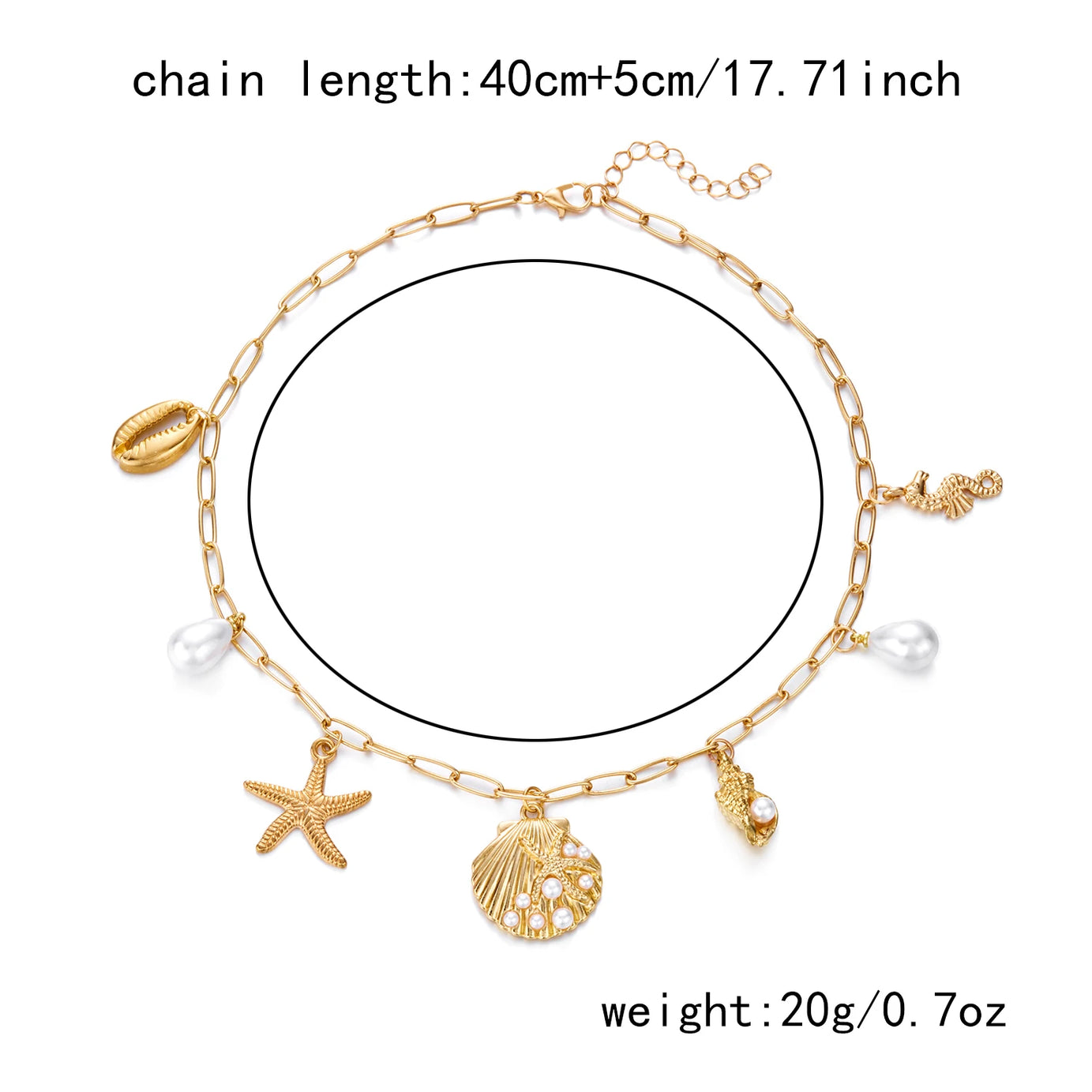 Shell, Starfish and Heart Bowknot Double Layer Choker