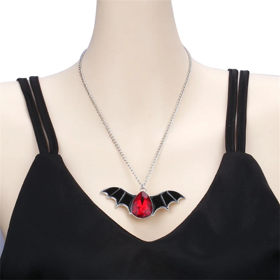 Gothic Vampire Bat Necklace for Women Girl Charms Punk Choker Chain Collar Party Cosplay Jewelry Goth Necklaces Halloween Gift - Charlie Dolly