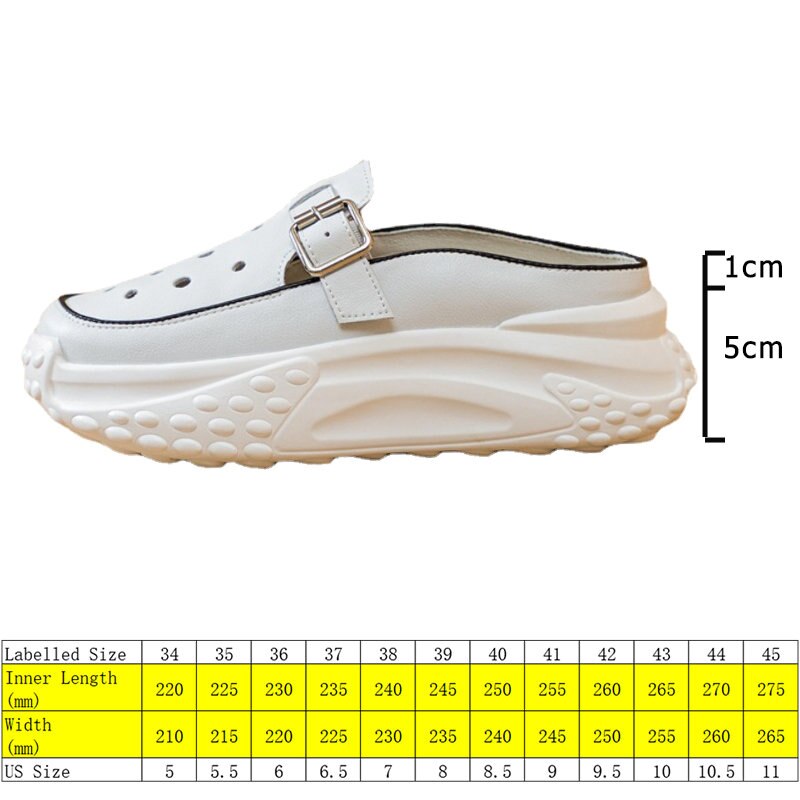Fujin 6cm Cow Genuine Leather Platform Wedge Casual Chunky Sneaker Women Summer Hollow Female Women Mules Shoes Sandals Slippers