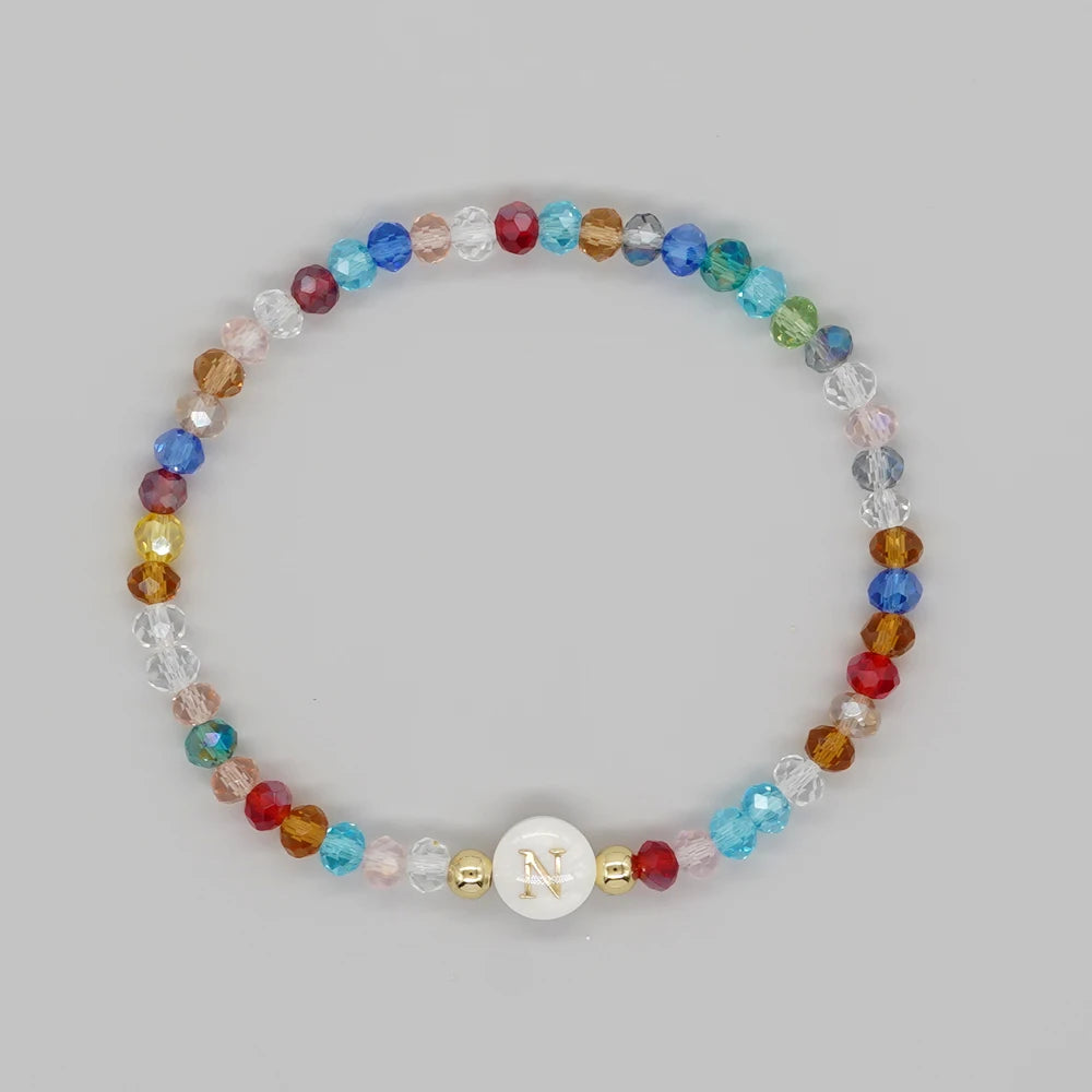 Go2Boho Crystal Shell Letter A-Z Bracelets for Women Boho Summer Beach Lucky Fashion Trend Jewelry Accessories Surprise Gifts