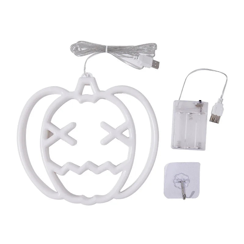 Halloween Window Lights Home Indoor LED Pumpkin Spider Ghost LED Decor Lamp 2024 Halloween Party Hanging Decoration Kids Favors - Charlie Dolly