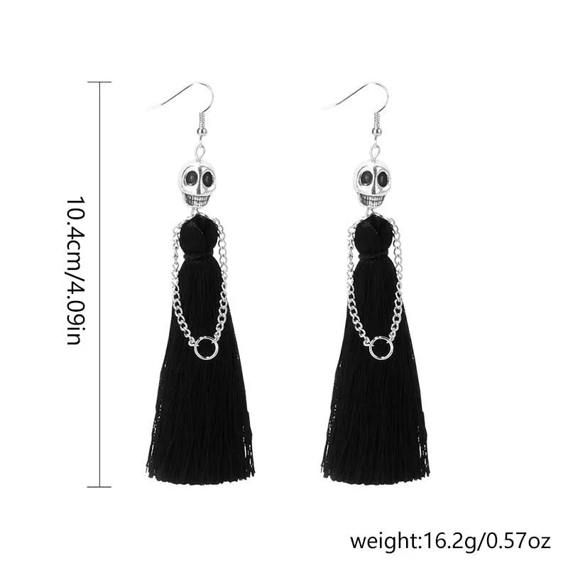 Gothic Halloween Skeleton Earrings for Women Punk Ethnic Skull Rope Tassel Drop Earrings Fashion Party Holiday Jewelry Gifts - Charlie Dolly