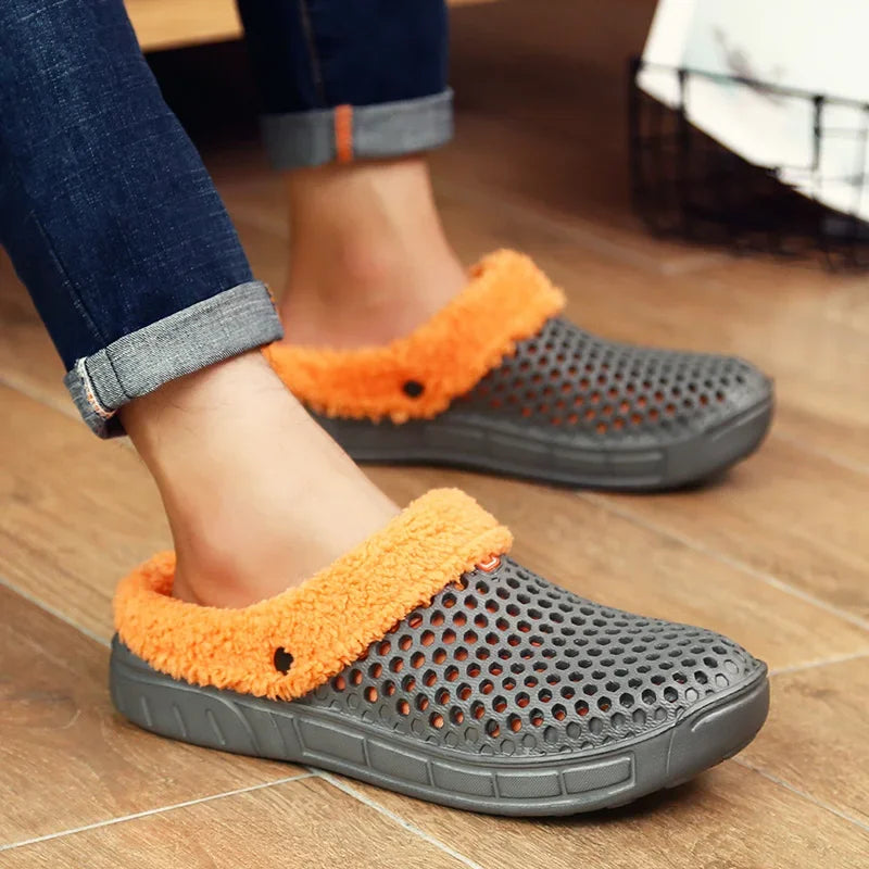 2023 Winter Warm Slippers Women Men Shoes Indoor Slides Cotton Pantoffels Casual Clogs With Fur Easy On House Floor Slippers - Charlie Dolly