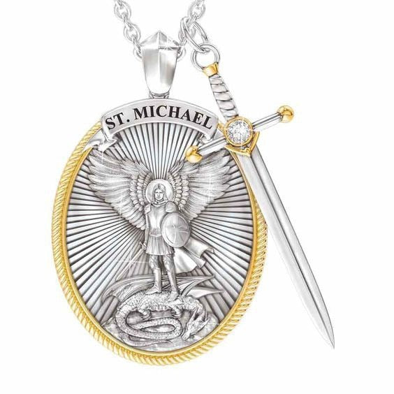 Catholic Patron Saint Pendant Michael St. Michael The Archangel Pendant Necklace Dropshipping In Stock - Charlie Dolly