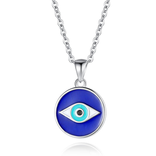 KALETINE 925 Sterling Silver Evil Eye Necklaces Women Gift Crystal CZ Lucky Turkish Blue Eye CZ Necklace Fine Turkey Jewelry - Charlie Dolly