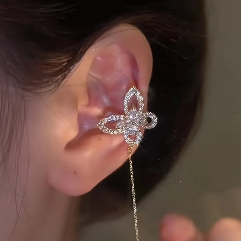 Accessories for Women Personality Simple Hollow Butterfly Zircon Ear Clip for Women Party Jewelry Anniversary Gift Pendientes - Charlie Dolly