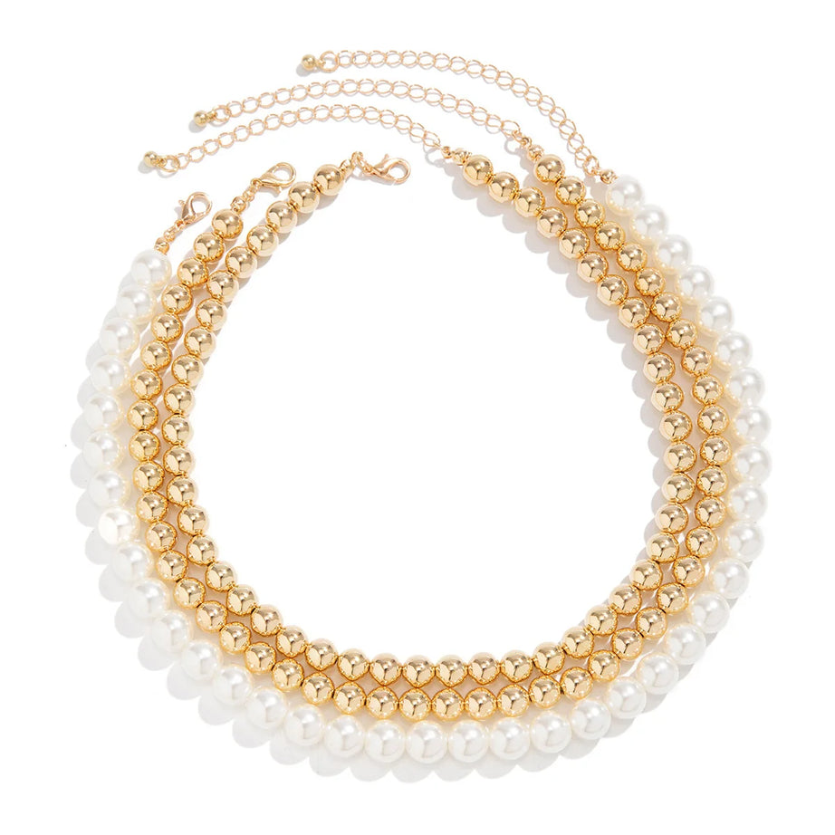 Pearl Bead Multilayer Collarbone Necklace Jewelry