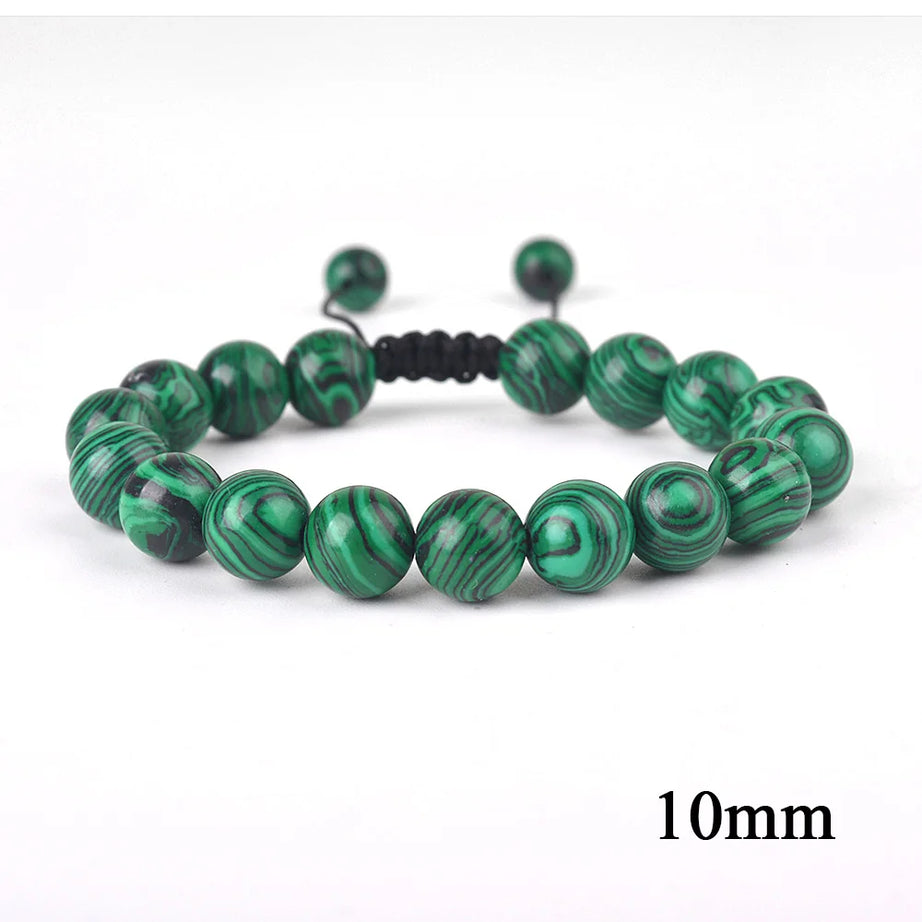 Natural Stone Beaded Bracelet — Tiger Eye, Agate & Lava
