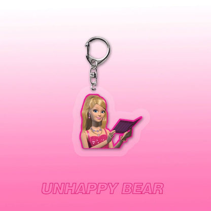 Barbie Kawaii Retro Keychain Anime Fashion Doll Acrylic Key Chain Girls Cartoon Bag Pendant Keyring Jewelry Accessories Gift Toy