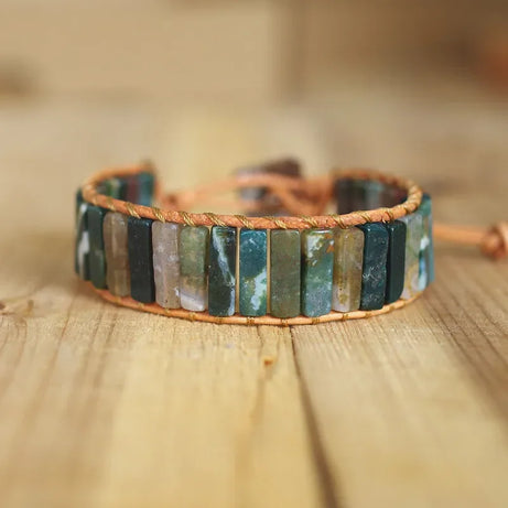 Amazonite Natural Stone Leather Wrap Bracelet