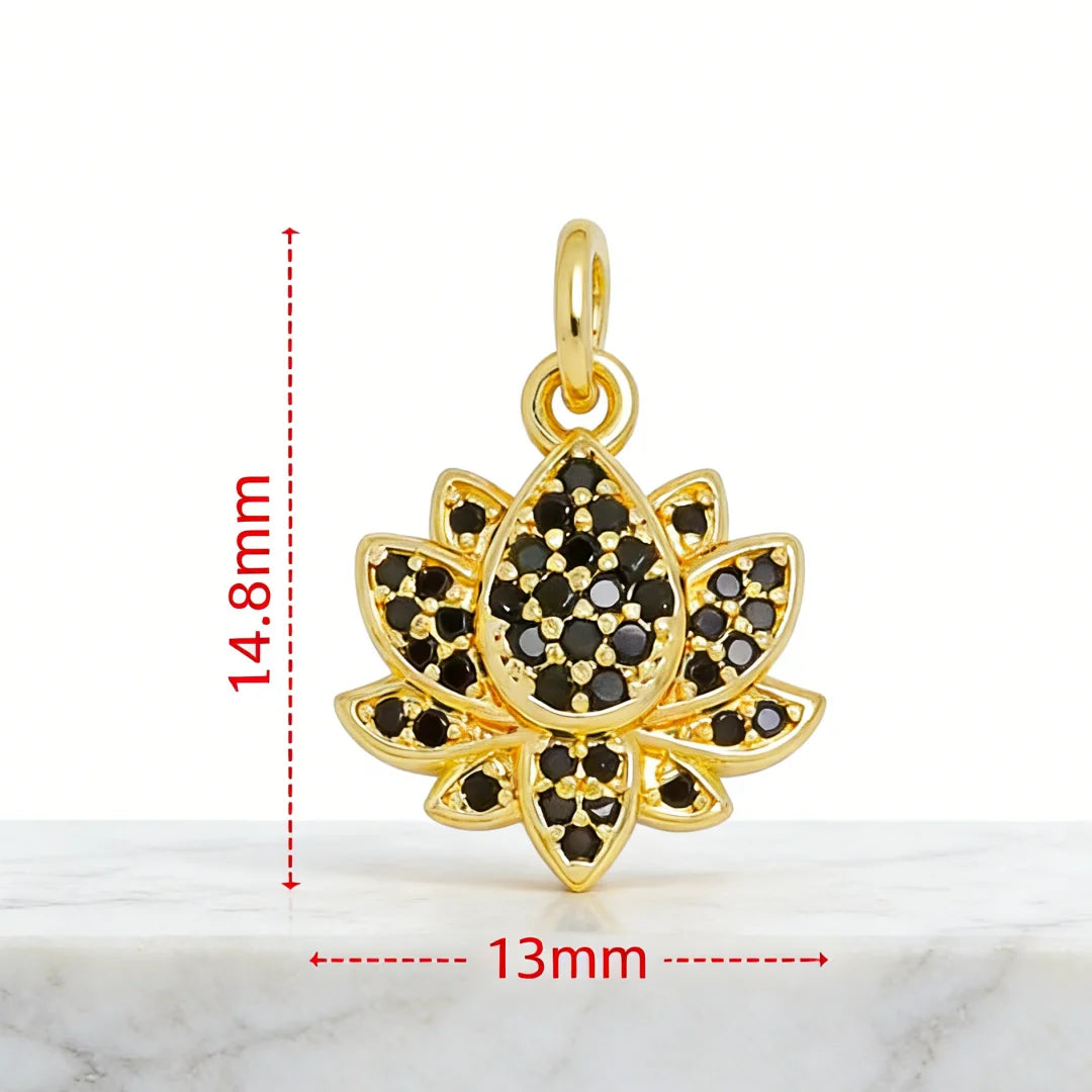 4Pcs Pendants Sparkling Elegant Brass Zirconia Lotus Tulip Flower Charms DIY Jewelry for Necklace Bracelet Daily Party Accessory