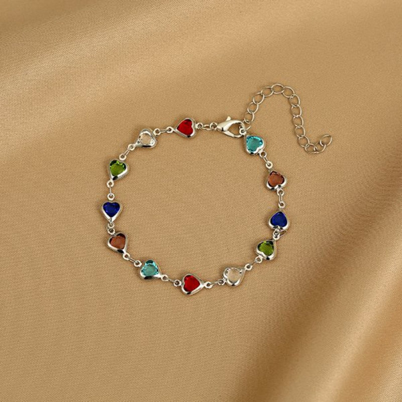 Vintage Rainbow Crystal Heart Choker Necklace for Women Gold Color Chain Boho Jewelry Statement Summer Beach Gift Collar - Charlie Dolly