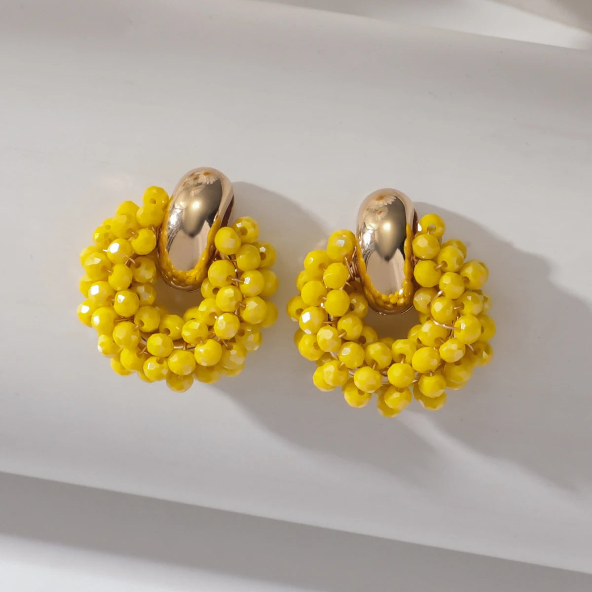 Boho Elegant Crystal Beads Drop Earrings for Women Luxury Geometric Dangle Summer Beach Party Jewelry