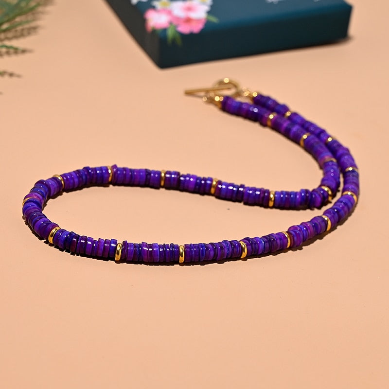 Mother of Pearl Choker Natural Shell Beads Necklace for Women Stainless Steel Clasp Exquisite Bijoux Femme MOON GIRL Design - Charlie Dolly