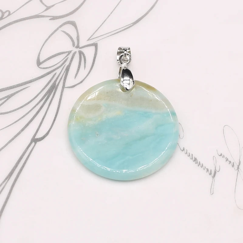 Natural Stone Agates Pendants Big Round Lapis lazuli Tiger Eye Charmsfor Jewelry Making Diy earring necklace accessories