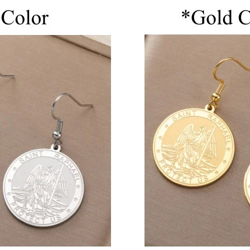 Archangel Raphael Sacred Protection Boho Earrings, Angelic Healing Talisman