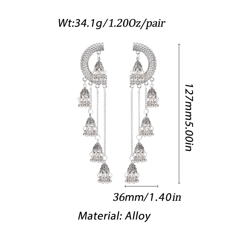 الهندي Jhumka أقراط الذهب الشظية اللون أجراس كبيرة قطرة طويلة شرابة القرط للنساء بوهو الغجر مجوهرات هدية