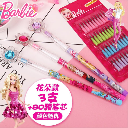 3Pcs Set Barbie Mechanical Pencil Anime Kawaii Students Stationery Pen Writing Hb Pencil Office Free Sharpener Press Pencil Gift - Charlie Dolly