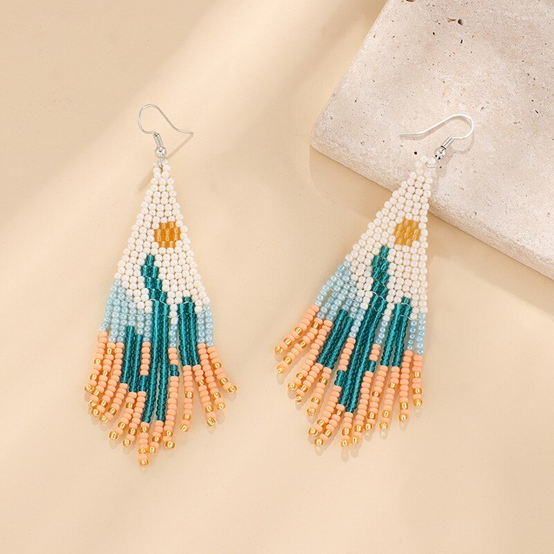LIMAX Colorful Rice Bead Earrings Niche Ethnic Style Handmade Jewelry Personality Bohemian Tassels Earring - Charlie Dolly