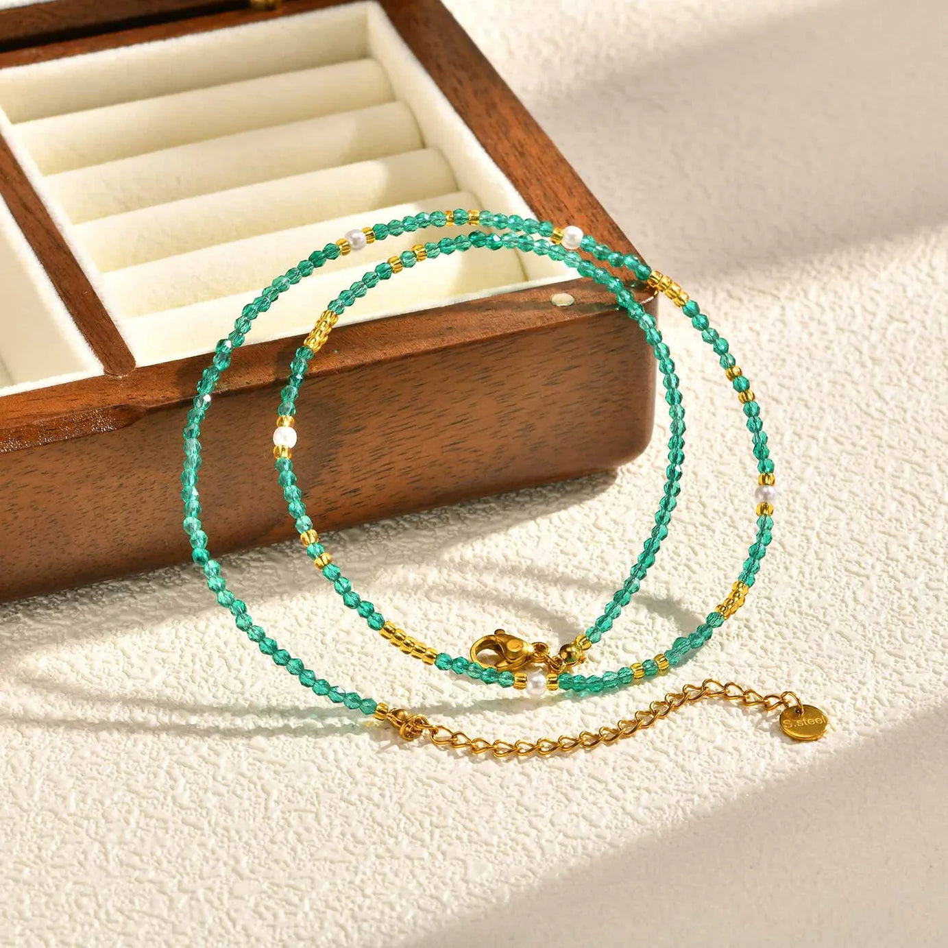 Beaded Choker Necklace for Women, 18K Gold Plated Boho Colorful Natural Stone Beads Chain Necklace stackable Handmade Jewelry - Charlie Dolly