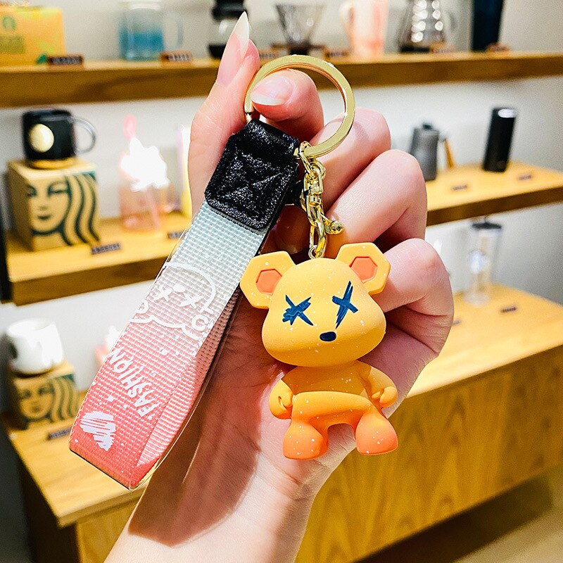 Cute Crystal Keychain Charm Tie The Bear Pendant For Women Bag Car KeyRing Mobile Phone Fine Jewelry Accessories Kids Girl Gift - Charlie Dolly