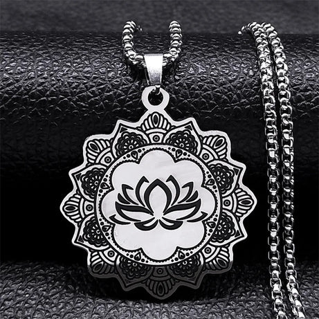 Metatron Cube & Archangel Sacred Geometry Necklace, Flower of Life Lotus Amulet