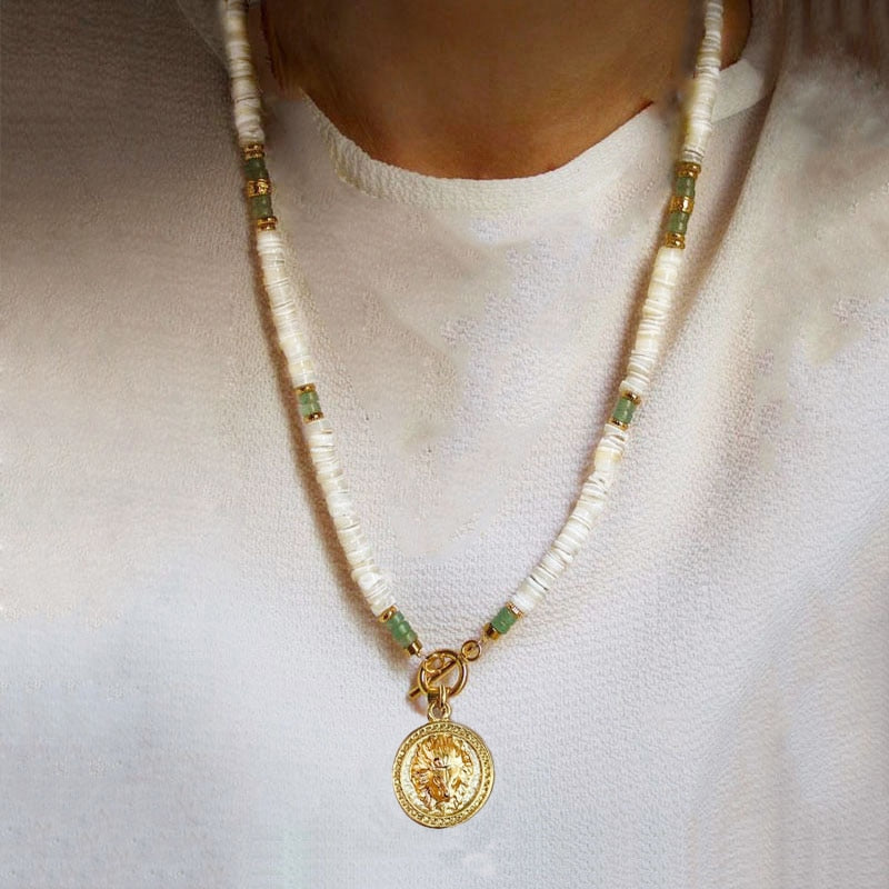 Retro Classic Natural Shell Blue Turquoise Mix and Match Necklace 2022 Summer Trendy Simple Beach Travel Vacation Neck Accessory - Charlie Dolly