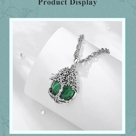 Tree of Life Multi-Crystal Pendant Necklace, Obsidian Amethyst Turquoise Healing Amulet