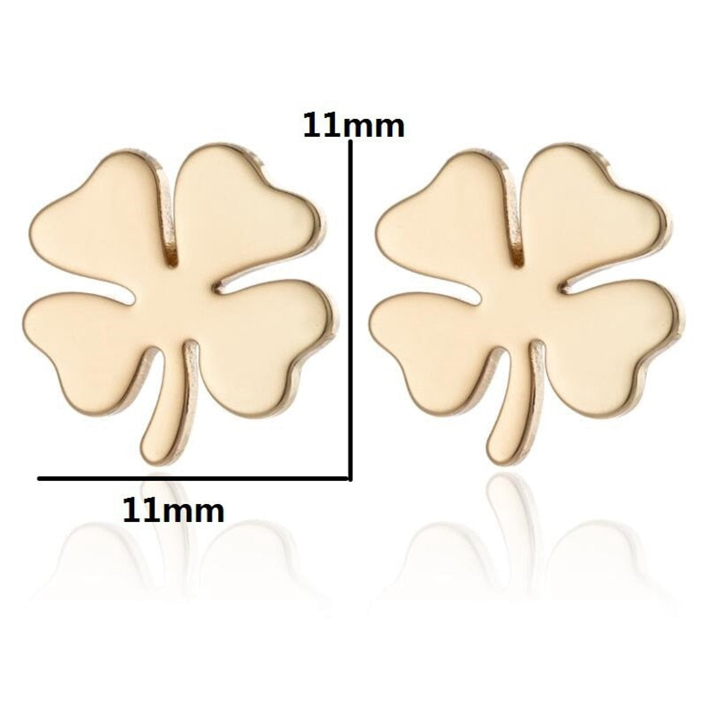 Simple Stainless Steel Leaf Stud Earrings for Women Men Hip Hop Lucky Jewelry Wedding Party Birthday Fashion Elegant Gift 2023 - Charlie Dolly