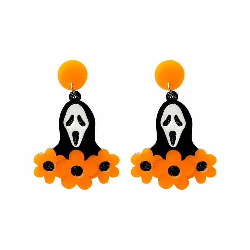 halloween Jewelry Spooky Acrylic Cute Trick Or Treat Lollipop horror Call me Knife Pumpkin Earrings - Charlie Dolly