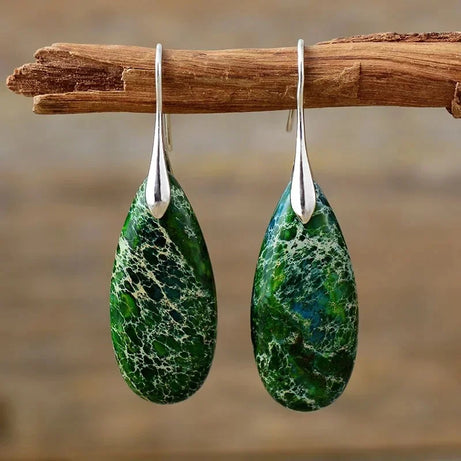 Natural Stone Geometric Pendant Earrings