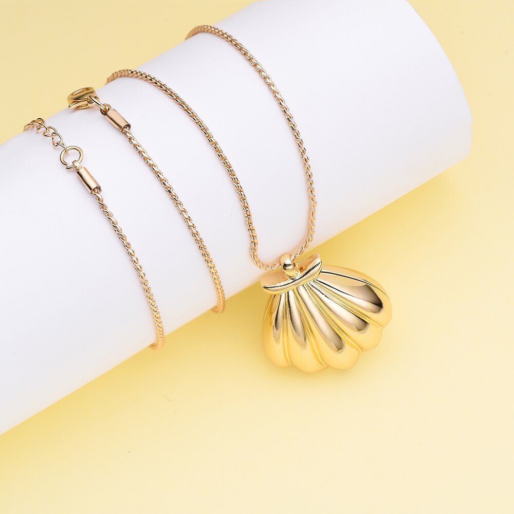 Melody Mermaid Opening Shell Locket Pendant Necklace Gold Color Anime Cartoon TV Movies Jewelry Gift for Women Girls - Charlie Dolly