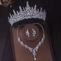 Gorgeous Silver Color Crystal Bridal Jewelry Sets Fashion Tiaras Crown Earrings Choker Necklace Women Wedding Dress Jewelry Set - Charlie Dolly