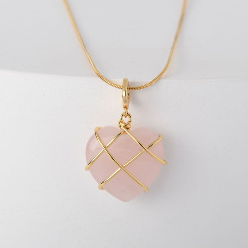 2022 Fashion Opal Heart Necklace Castle Necklace For Woman Girls Rose Quartz Barbie Necklace Jewelry Accessories Gift - Charlie Dolly