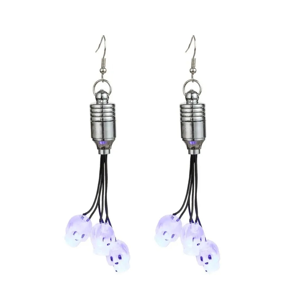 Luminous Halloween Pendant Pumpkin Dangle Ear Clips LED Skull Earrings Electric Black Cat Spider Ghost Glowing Dangle Earrings - Charlie Dolly