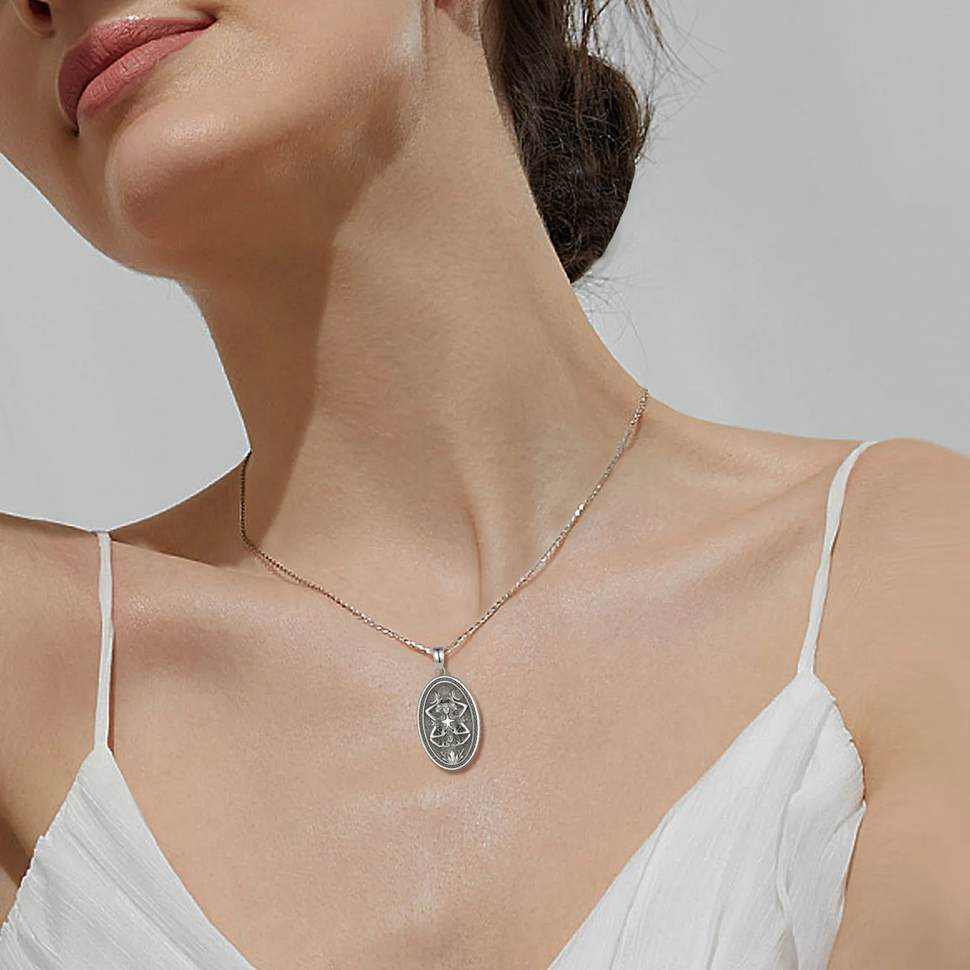 Triple Moon Goddess Hecate Wheel Necklace, S925 Sterling Silver