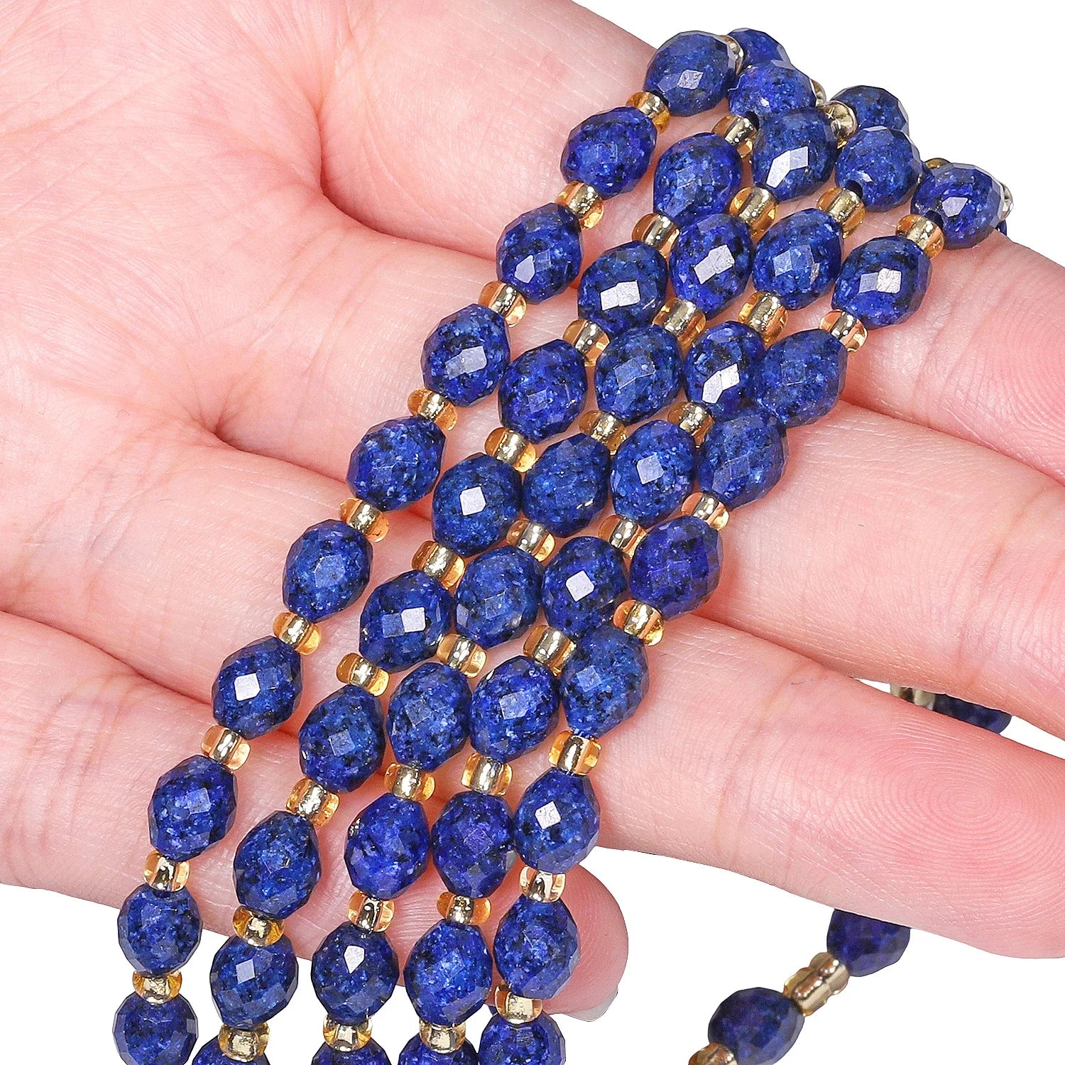 5x6mm Lapis Lazuli Beads Faceted Oval Shape Beads Loose Spacer Beads for Drop Earring Bracelet Women Jewelry Accessories
